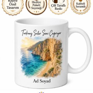 Antalya Kaş Kaputaş Plajı Turkuaz Sular Tatilci Kupa Bardak Hediye