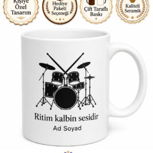 Ritim Ustası Baterist İsim Yazılı Kupa Bardak Müzisyen Hediye