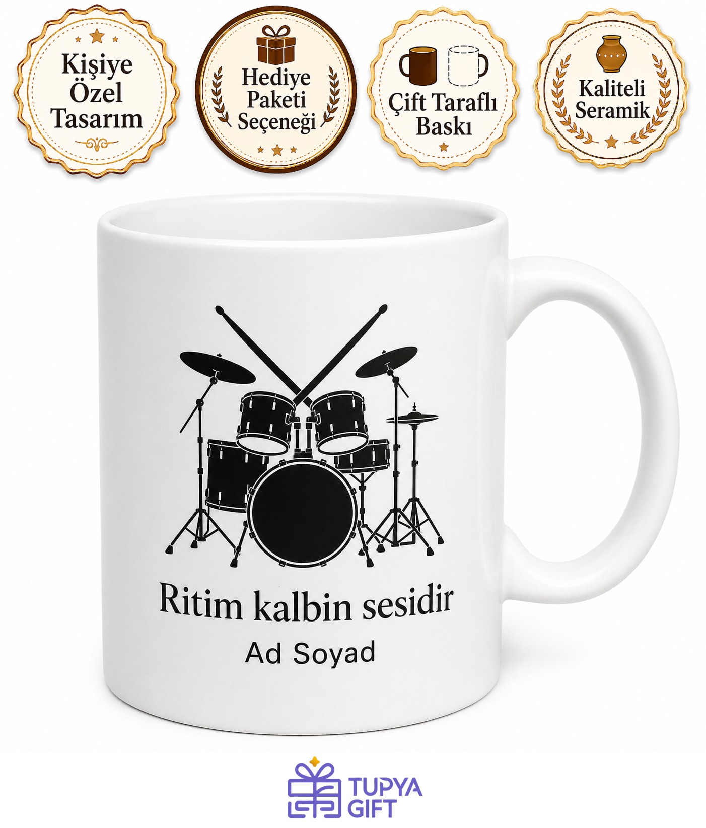 Ritim Ustası Baterist İsim Yazılı Kupa Bardak Müzisyen Hediye