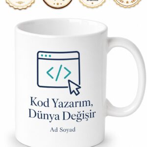 Web Tasarımcı İsim Yazılı Kupa Dijital Dünyanın Mimarı Seramik Bardak Hediye