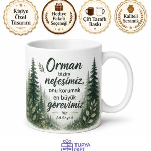 Yeşilin Bekçisi Ormancı Kahve Kupası - Orman Temalı Hediye Bardak Kupa