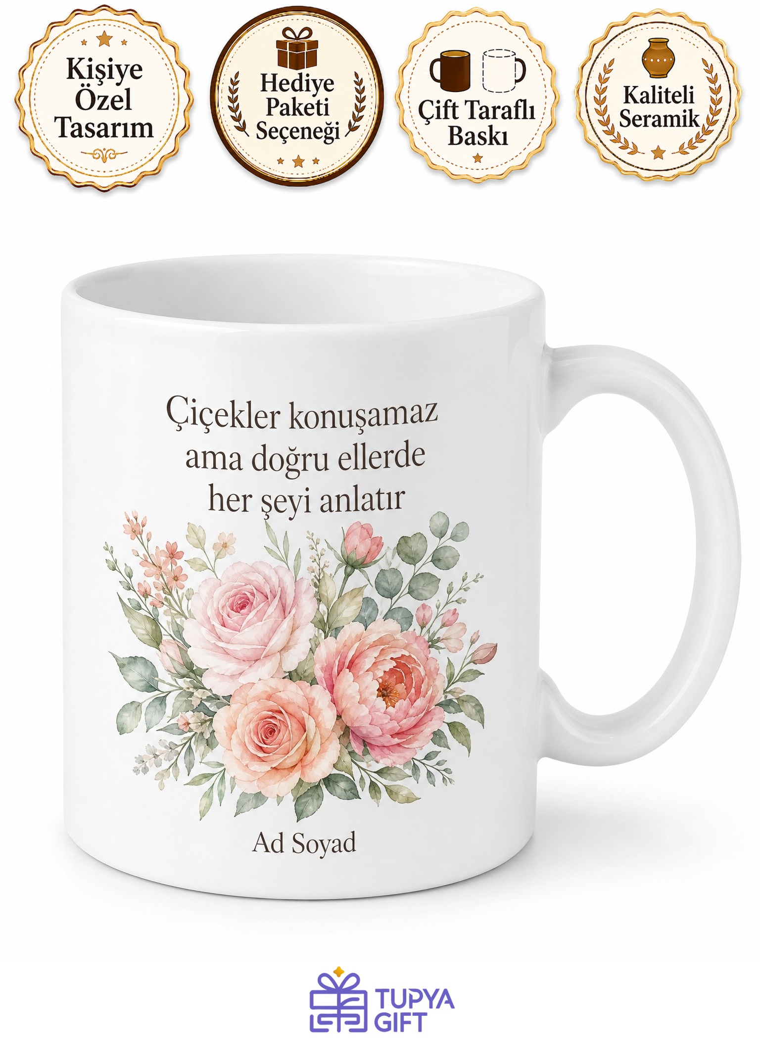 Çiçeklerin Sırrını Bilen Çiçekçi Çay Kupası Hediye Bardak Kupa