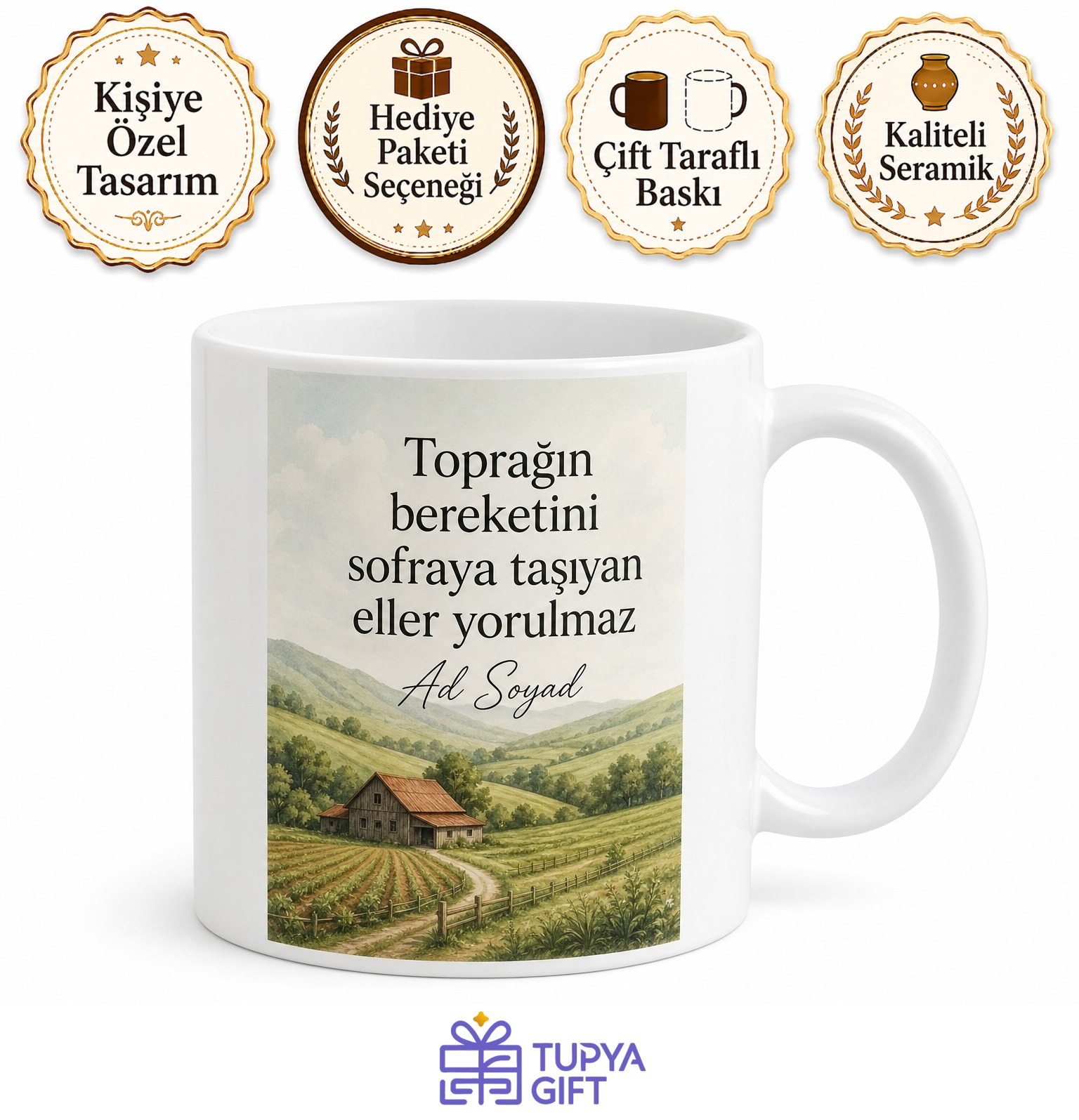 Süt Pınarının Kaynağı Süt Üreticisi Çay Kupası Hediye Bardak