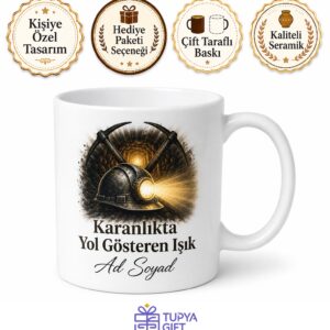 Madenin Karanlığında Işık Tutan Madenci İsme Özel Kupa Bardak Hediye
