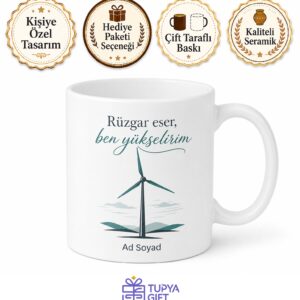 Rüzgar Türbini Teknisyeni Çay Kupası Hediye Özel Tasarım Baskılı Kupa Bardak