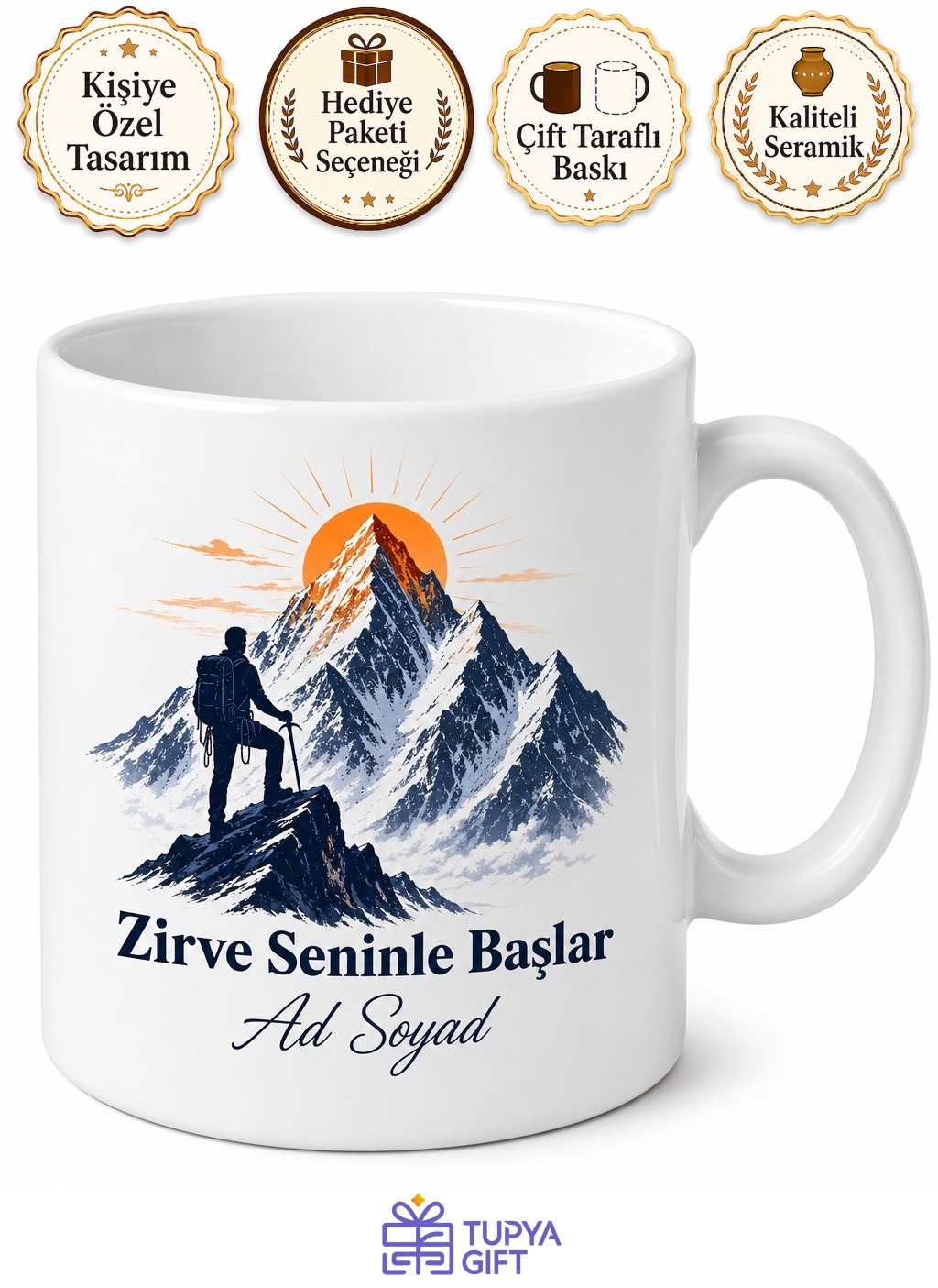 Adrenalin Tutkunu Dağcı Kahve Kupası - Özel Tasarım Baskılı Kupa Hediye Bardak