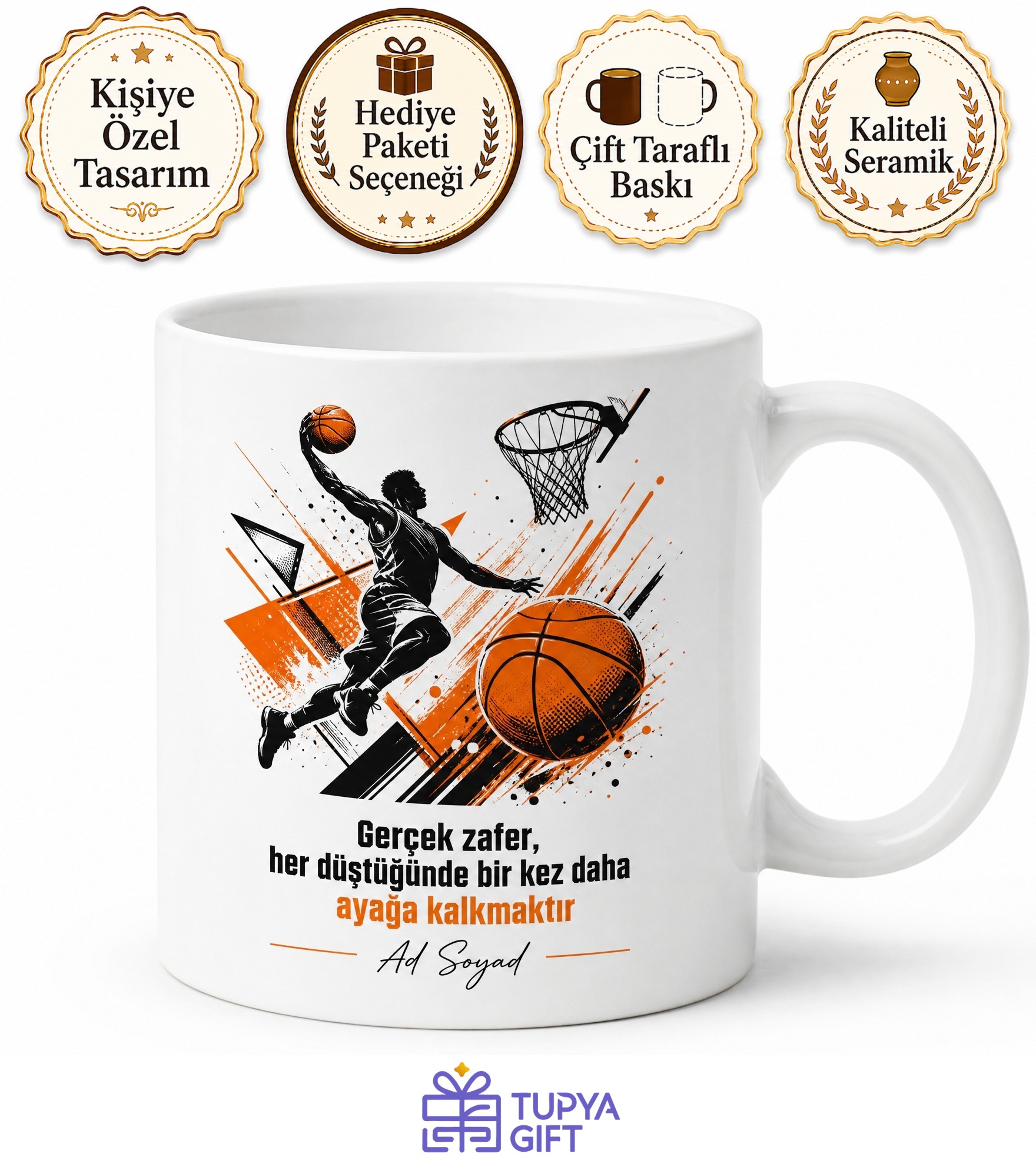 Pota Altı Kahramanı Basketbolcu Hediye Seramik Kupa Bardak Özel Tasarım