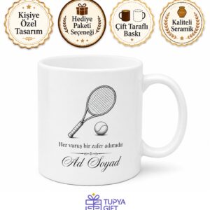 Kortların Hakimi Tenisçi Çay Kupası - Tenis Temalı Özel Tasarım Hediye Bardak
