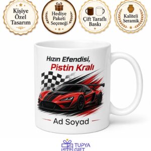 Hız Tutkunu Araba Yarışçısı İsim Yazılı Kupa Bardak Hediye
