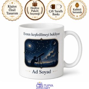 Yıldızlara Yolculuk Yapan Astronom İsme Özel Kupa Bardak Hediye
