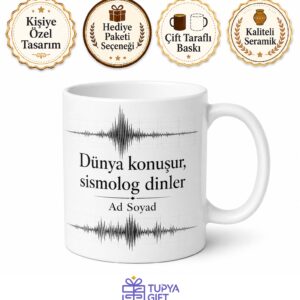 Depremleri İnceleyen Sismolog Hediye Seramik Kupa Bardak Özel Tasarım