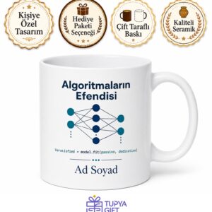 Algoritmaların Efendisi Makine Öğrenimi Uzmanı İsim Yazılı Kupa Bardak Hediye