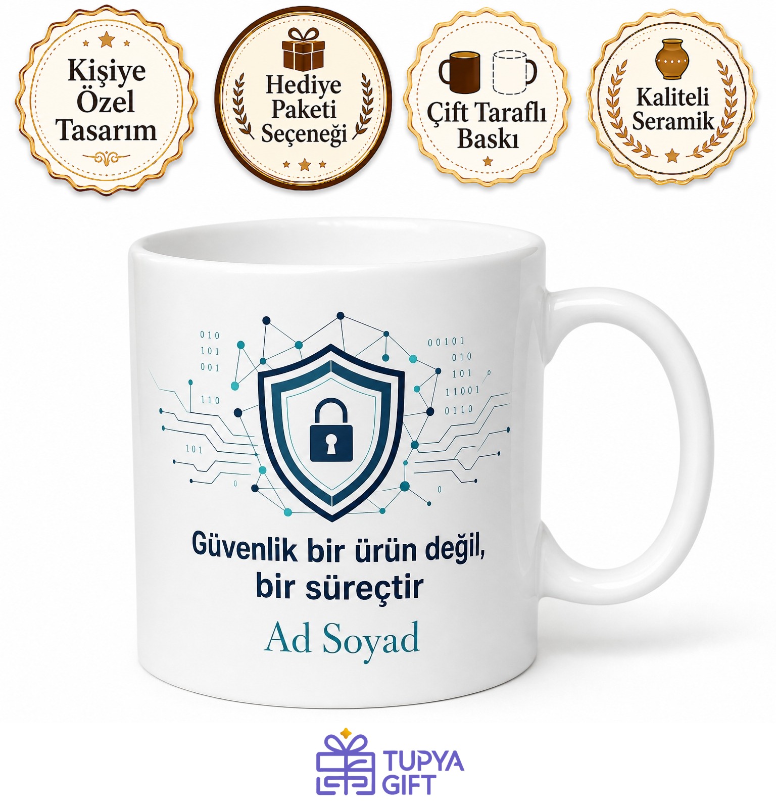 Siber Güvenlik Uzmanı Hediye Kupa Ağ Güvenliği Temalı Seramik Bardak