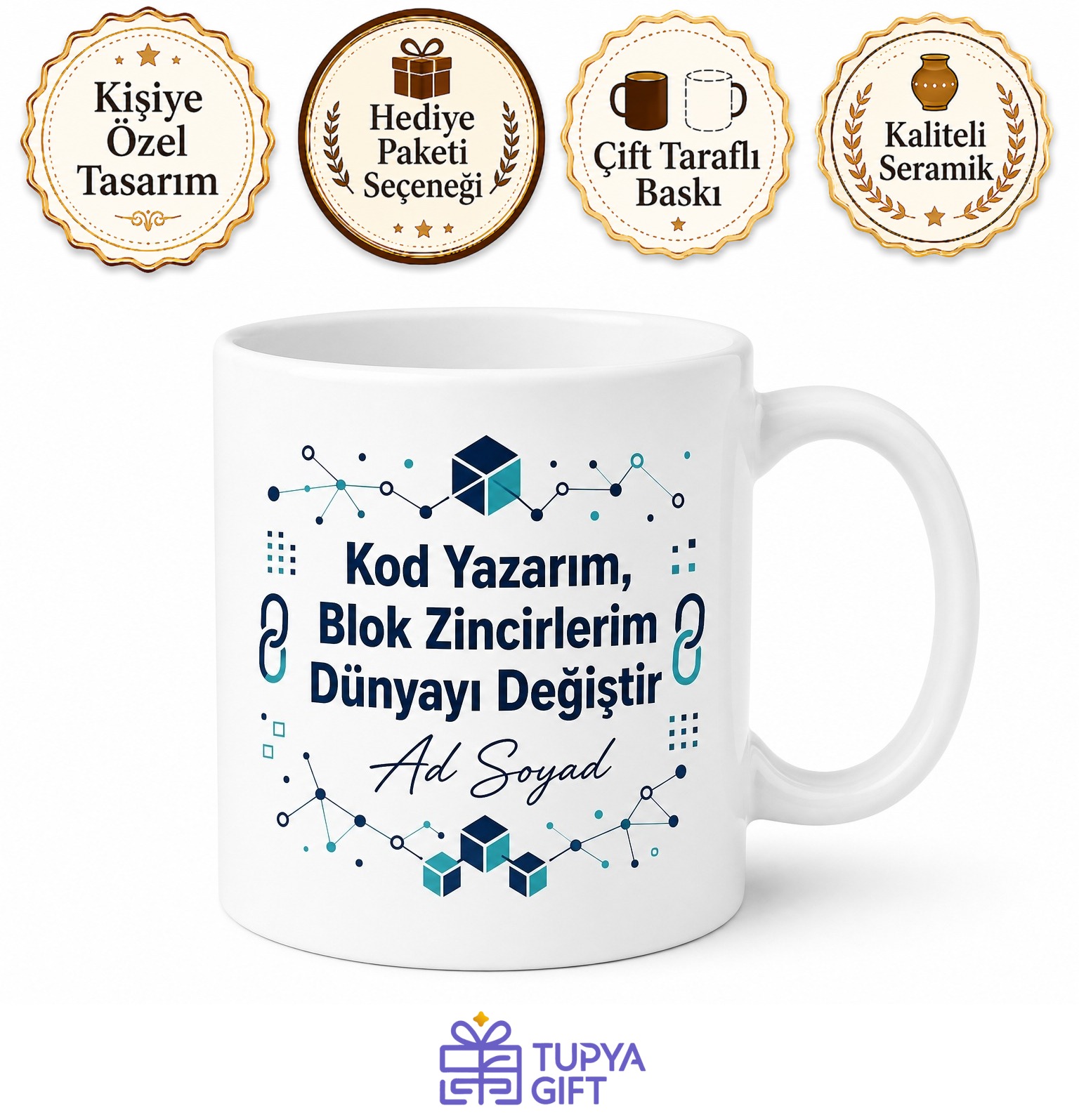 Blokzincir Dünyasının Lideri Blockchain Geliştiricisi Çay Kupası Hediye Bardak