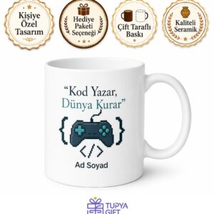 Oyun Geliştirici İsme Özel Kupa Bardak Oyun Dünyası Temalı Hediye