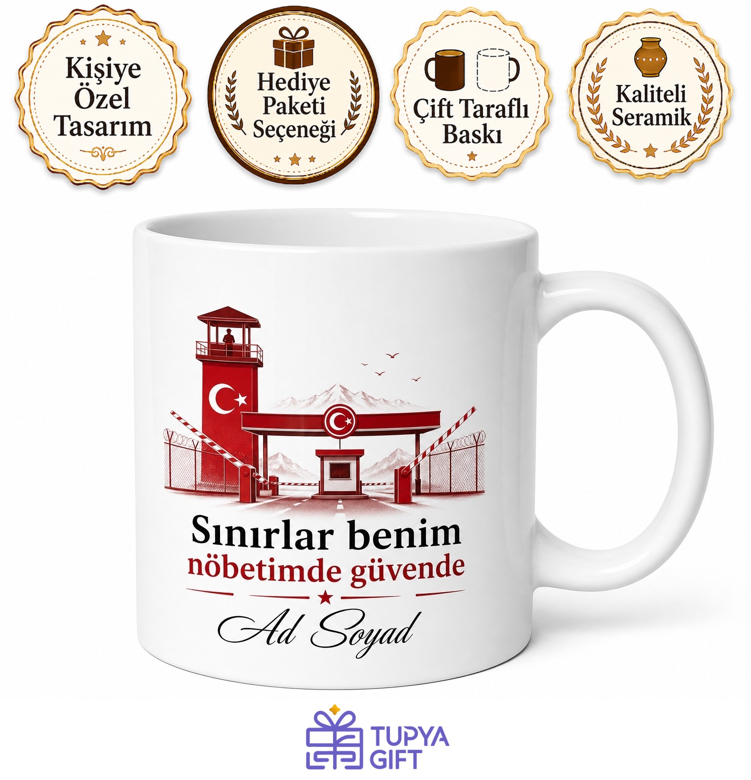 Gümrük Muhafaza Memuru Hediye Kupa Bardak Sınır Güvenliği Temalı Özel Tasarım
