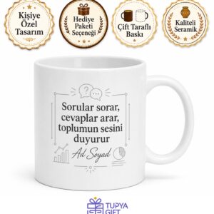 Halkın Nabzını Tutan Anketör İsim Yazılı Kupa Bardak Hediye
