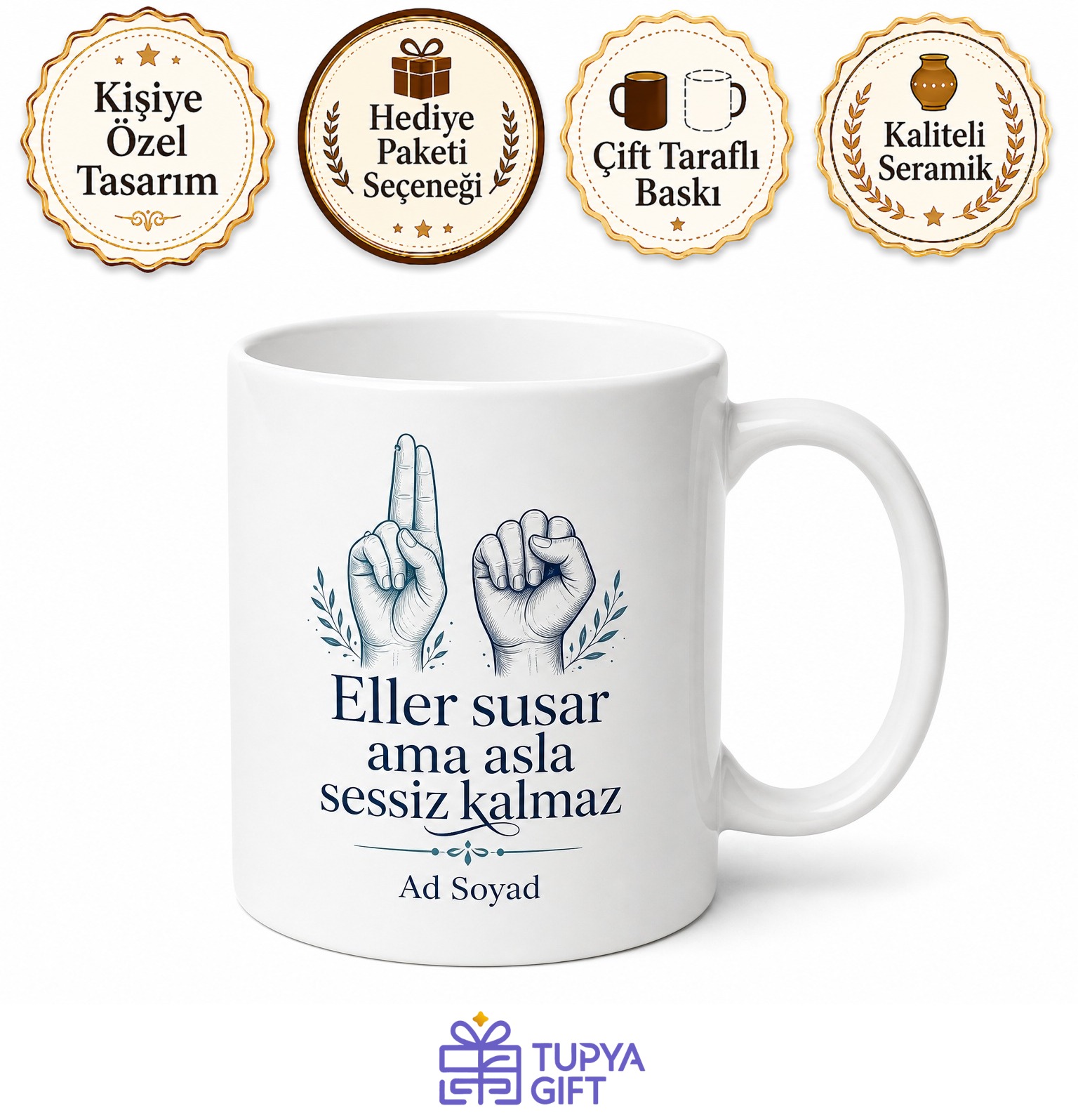Sessizliğin Sesi İşaret Dili Tercümanı Çay Kupası Hediye Bardak