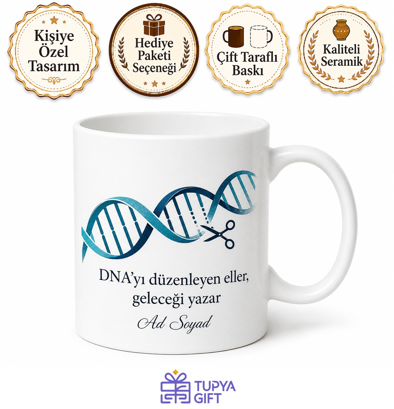 CRISPR Uzmanı Genetik Düzenleme Baskılı Kupa Bardak Hediye Çay Kupası