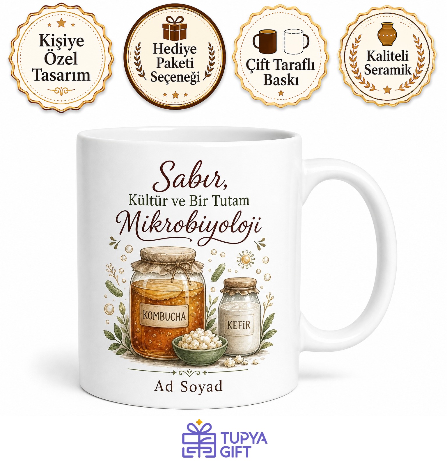 Fermentasyon Uzmanı Kombucha Ve Kefir Üstadı Çay Kupası Hediye Bardak