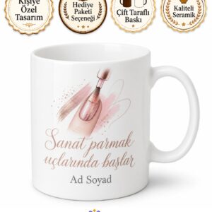 Protez Tırnak Eğitmeni Tırnak Sanatı Uzmanı Çay Kupası Hediye Bardak