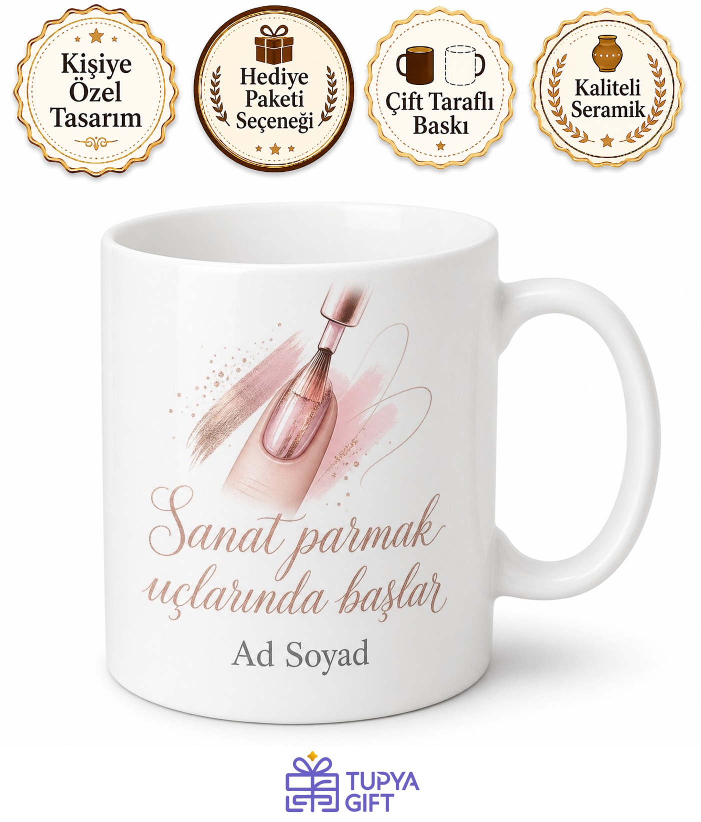 Protez Tırnak Eğitmeni Tırnak Sanatı Uzmanı Çay Kupası Hediye Bardak