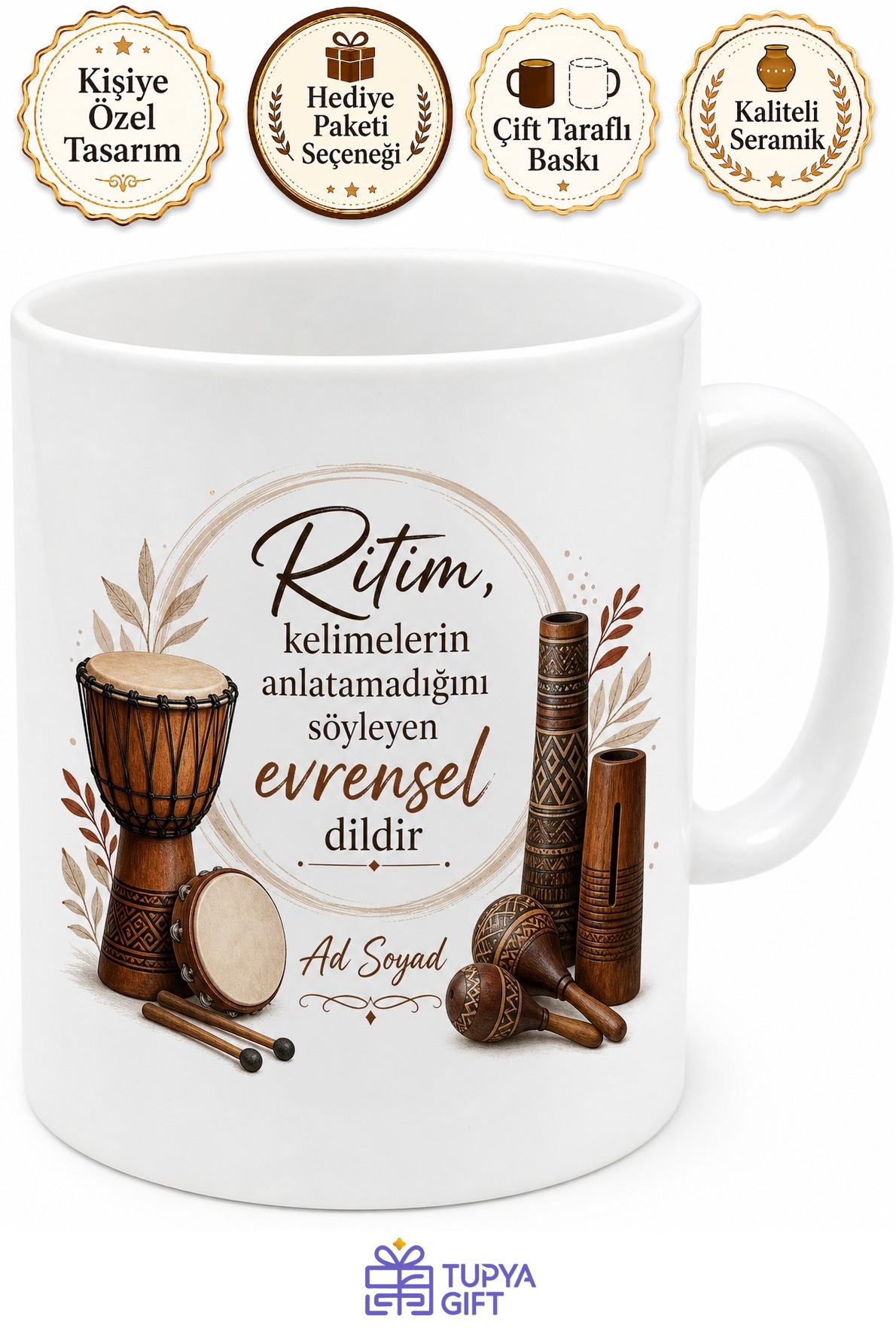 Perküsyon Aleti Yapımcısı Ritimlerin Efendisi Çay Kupası Hediye Bardak