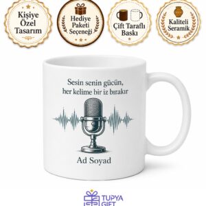 Podcast Sunucusu Sesli İçerik Üreticisi Çay Kupası Hediye Bardak