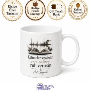 Sesli Kitap Seslendirmeni Hikayelere Ses Veren İsim Yazılı Kupa Bardak Hediye
