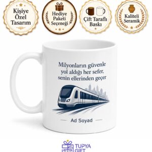 Şehir İçi Ulaşımın Kalbi Metro Şoförü Hediye Seramik Kupa Bardak