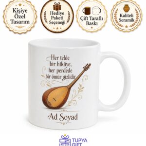 Bağlama Yapım Ustası Sazın Tellerine Hayat Veren Hediye Seramik Kupa Bardak