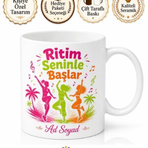 Zumba Eğitmeni Eğlenceli Fitness Lideri İsim Yazılı Kupa Bardak Hediye