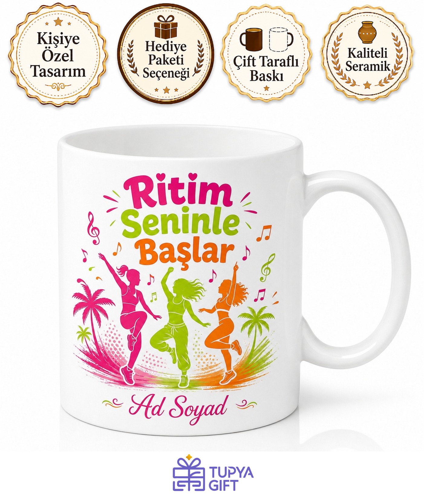 Zumba Eğitmeni Eğlenceli Fitness Lideri İsim Yazılı Kupa Bardak Hediye