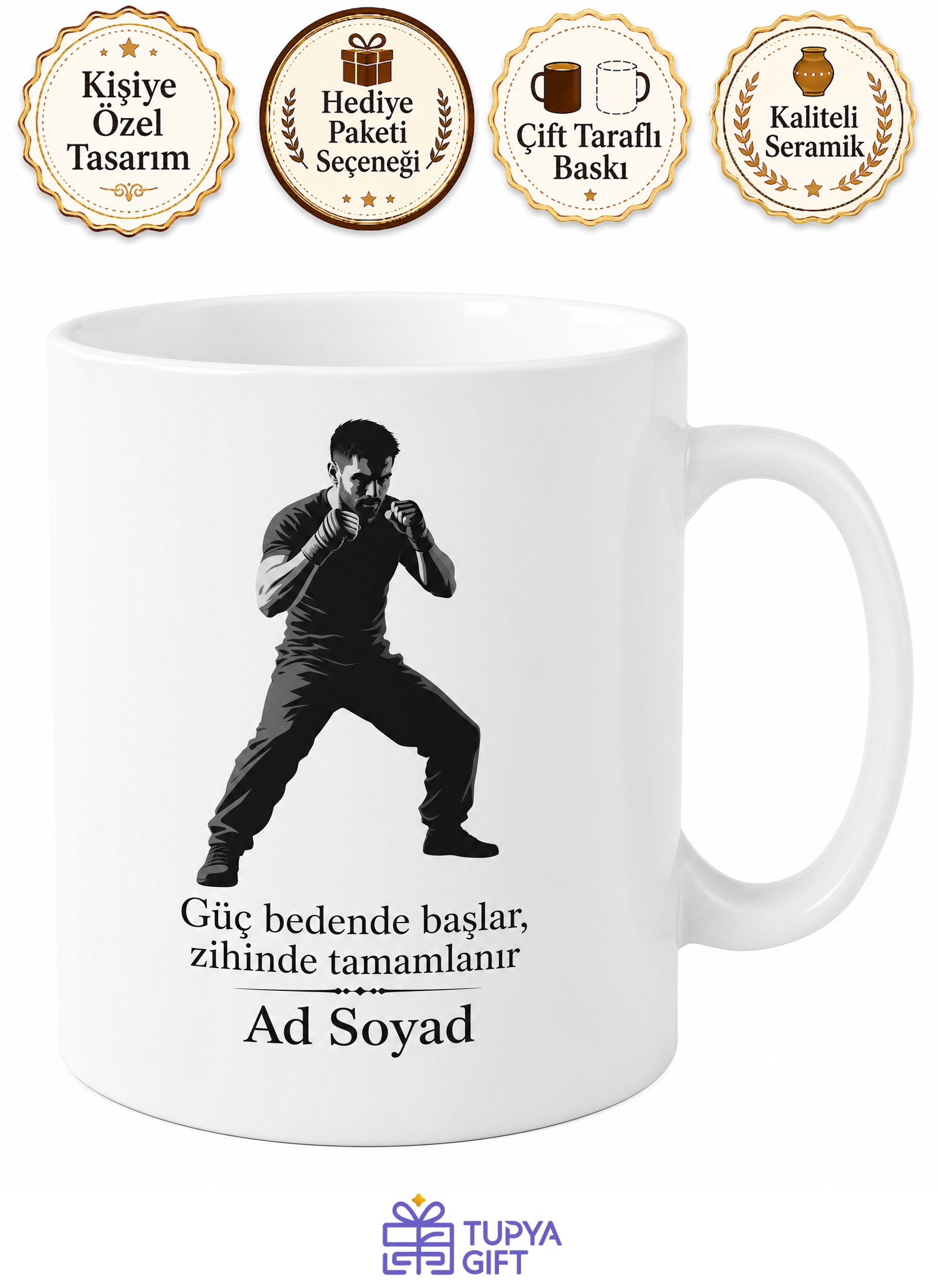 Krav Maga Eğitmeni İsrail Savunma Sanatı Uzmanı İsim Yazılı Kupa Bardak Hediye
