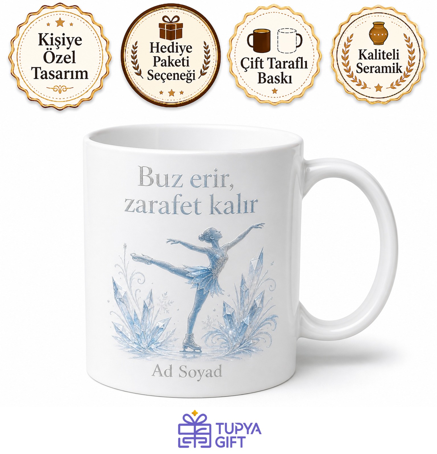 Buz Pateni Antrenörü Buz Üzerinde Zarafet Seramik Kupa Bardak Hediye