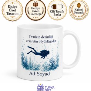 Dalış Eğitmeni Sualtı Keşif Rehberi İsim Yazılı Kupa Bardak Hediye