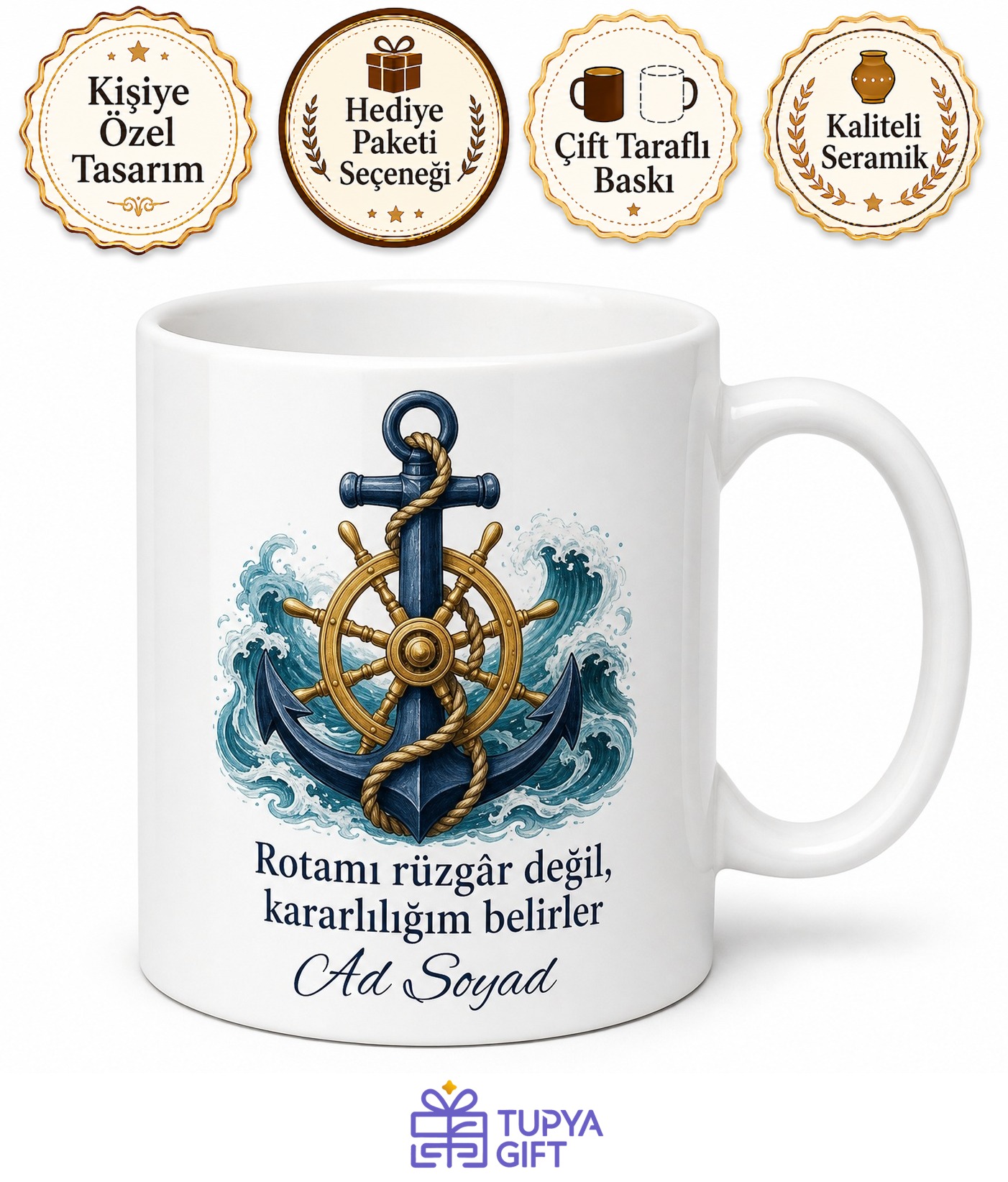 Yat Kaptanı Lüks Deniz Tatili Yöneticisi Çay Kupası Hediye Bardak