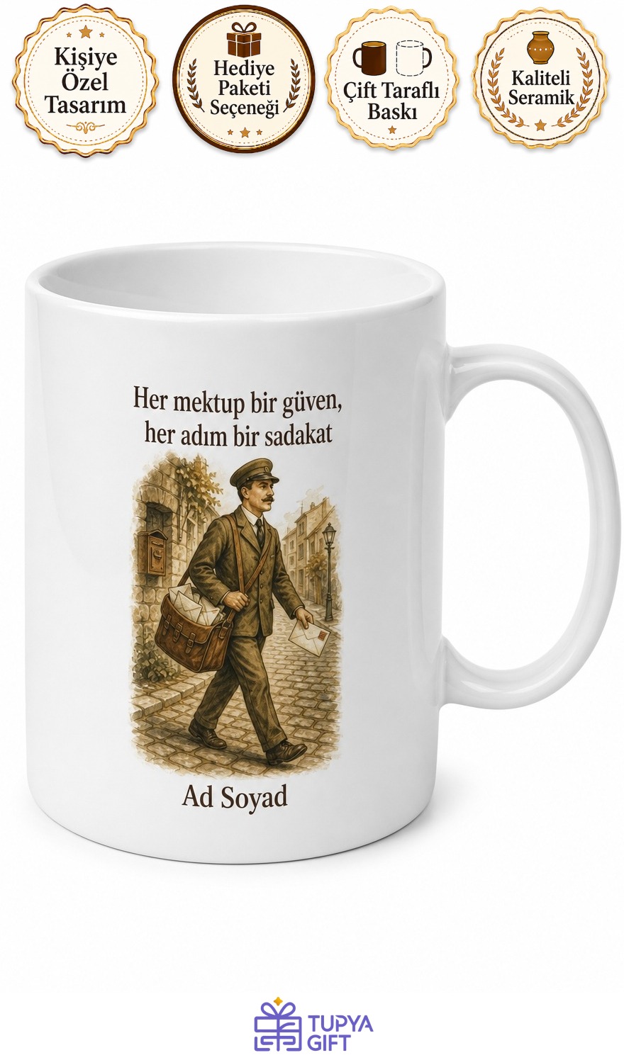 Posta Dağıtıcısı Geleneksel Haberci Kahve Kupası Hediye Bardak