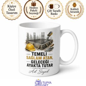 Beton Döküm İşçisi Temel Atan Emektar Çay Kupası Hediye Bardak