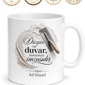 Sıva Ustası Duvarları Pürüzsüzleştiren Çay Kupası Hediye Bardak