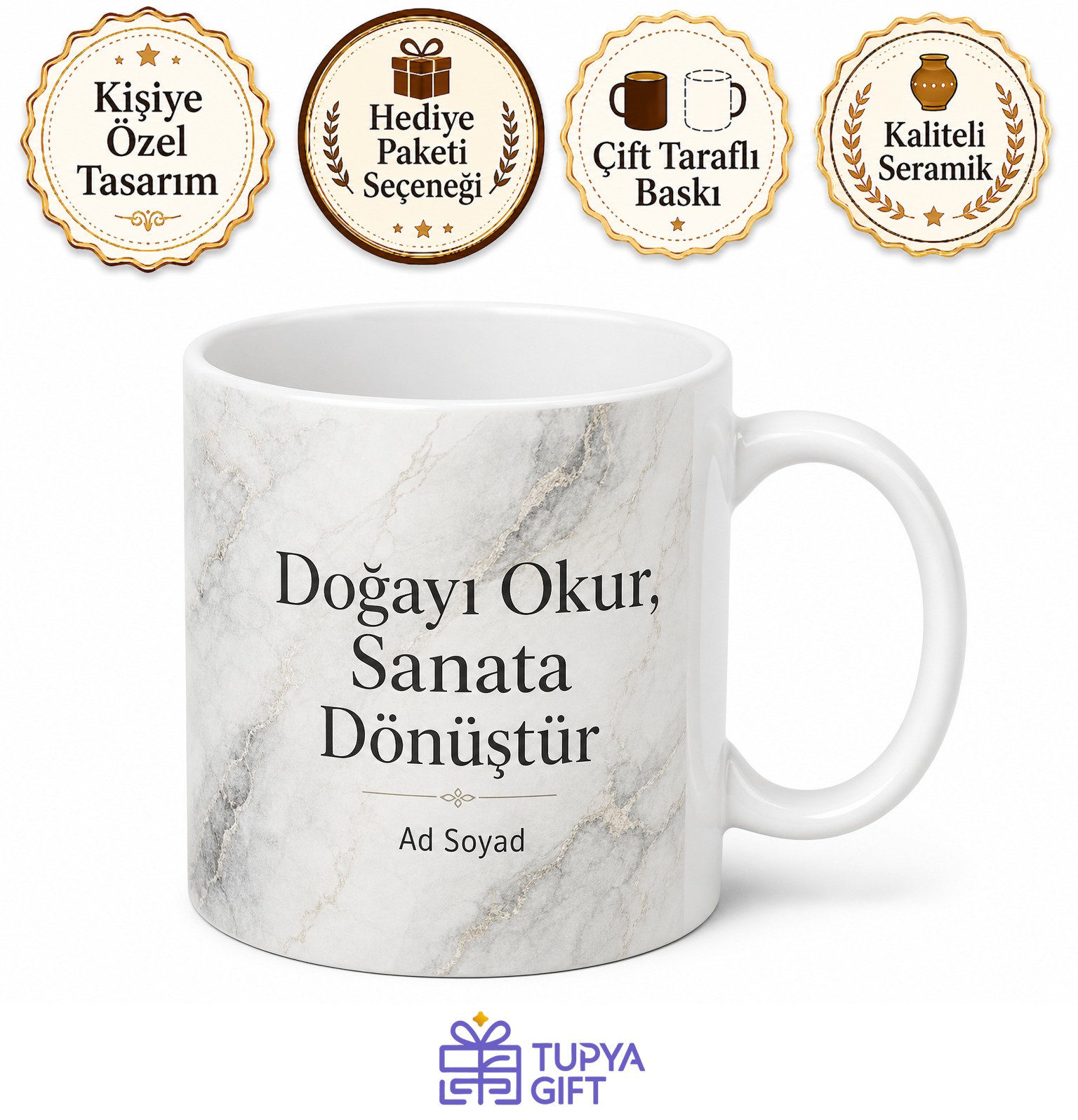 Mermer Döşeme Ustası Doğal Taş Sanatkarı Çay Kupası Hediye Bardak