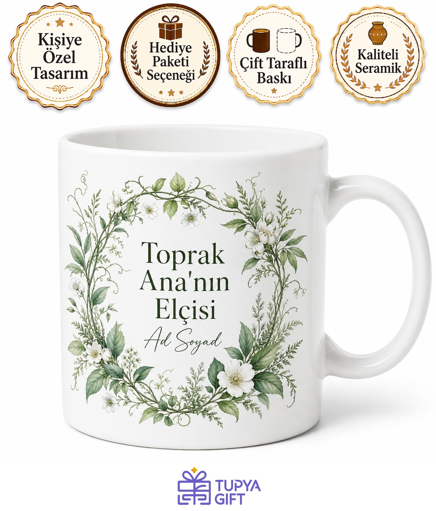Peyzaj Bahçıvanı Bahçelere Hayat Veren İsim Yazılı Kupa Bardak Hediye