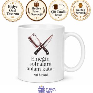Mezbaha İşçisi Et İşleme Ustası Çay Kupası Hediye Baskılı Kupa Bardak