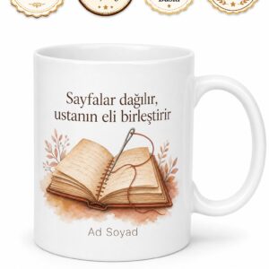 Matbaa Ciltleme Ustası Sayfaları Birleştiren Çay Kupası Hediye Bardak