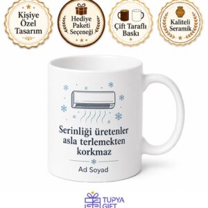 Klima İmalat İşçisi Yaz Serinliğini Üreten Hediye Seramik Kupa Bardak