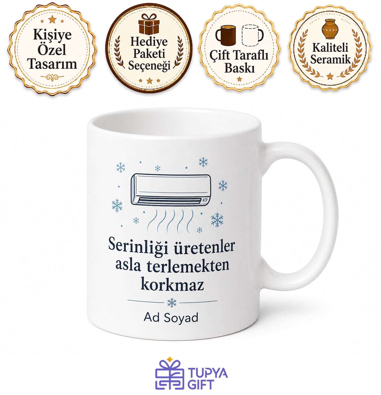 Klima İmalat İşçisi Yaz Serinliğini Üreten Hediye Seramik Kupa Bardak