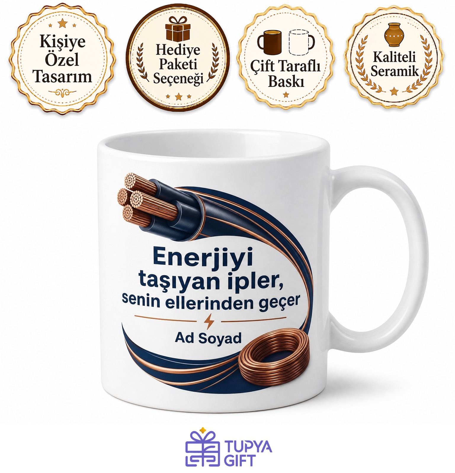 Kablo İmalat Makinesi Operatörü Enerjiyi Taşıyan İpler Seramik Kupa Hediye Bardak