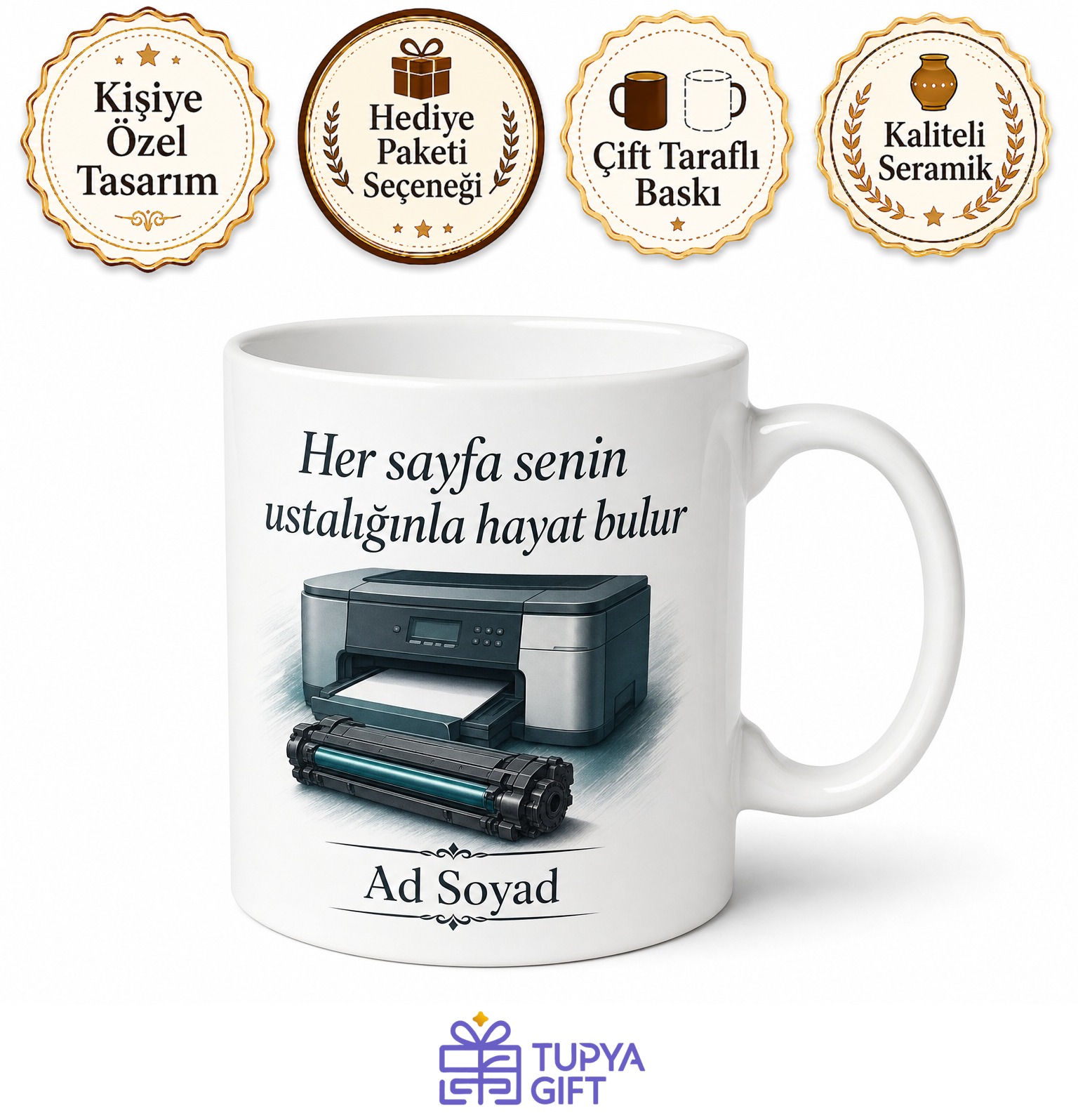 Yazıcı Fotokopi Tamircisi Toner Kartuş Uzmanı İsme Özel Kupa Bardak Hediye