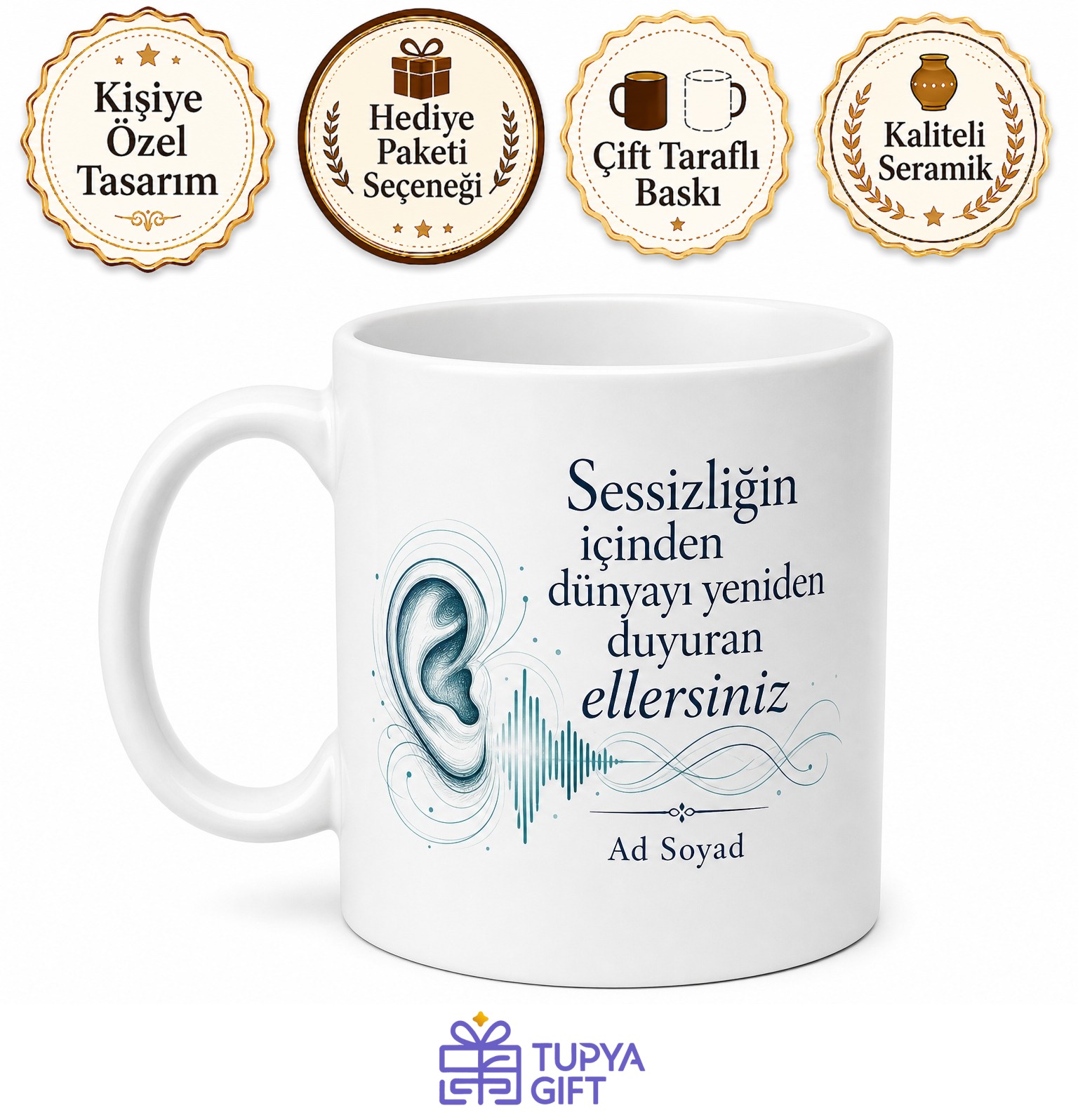 İşitme Cihazı Kalıp Teknisyeni Sessiz Kahraman Seramik Kupa Bardak Hediye