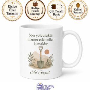 Defin İşleri Görevlisi Kabir Kazan Emektar Hediye Seramik Kupa Bardak
